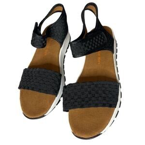 Bernie Mev Sandals Womens 8/38 Black Woven Adjustable Minimalist Clean Girl READ